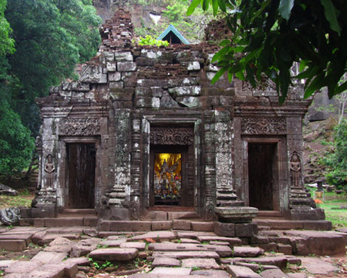 Ancient Lao temple and historical artifacts